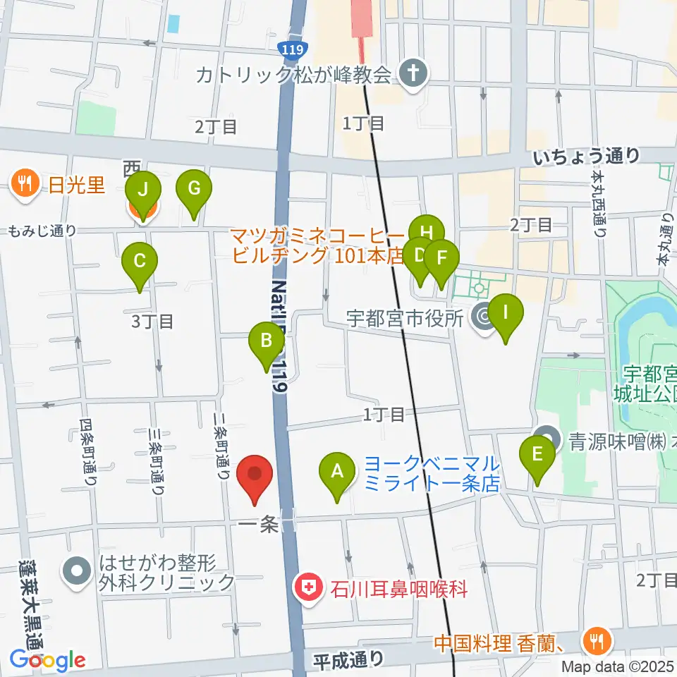 アンザイピアノテクニカル・エマ音楽院周辺のカフェ一覧地図