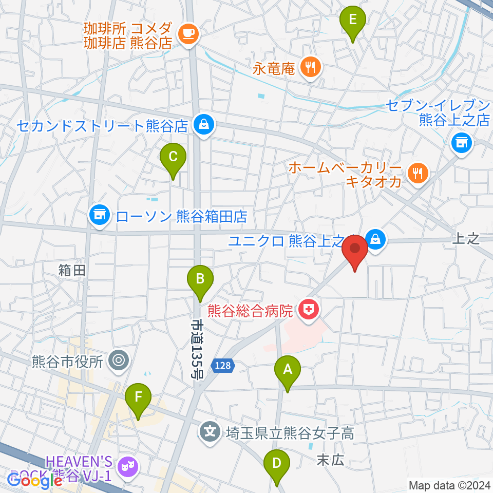 カワイ熊谷ショップ周辺のカフェ一覧地図