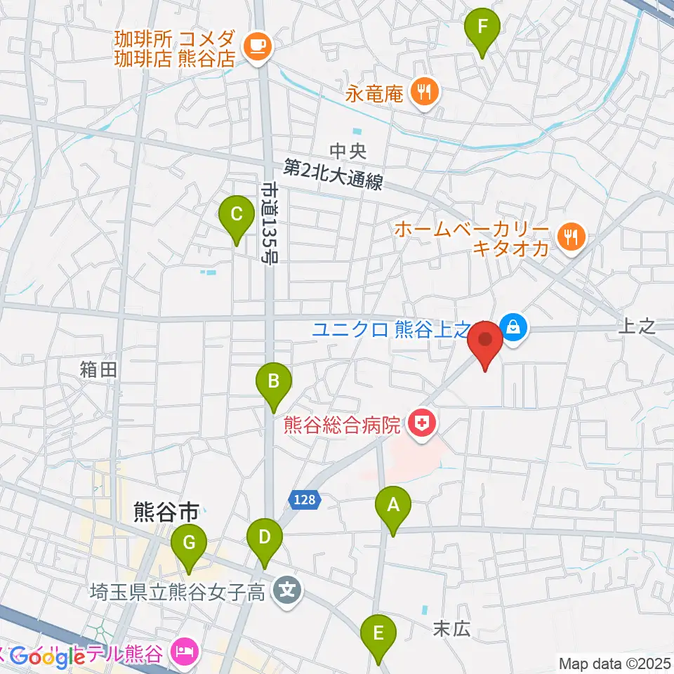 カワイ熊谷ショップ周辺のカフェ一覧地図