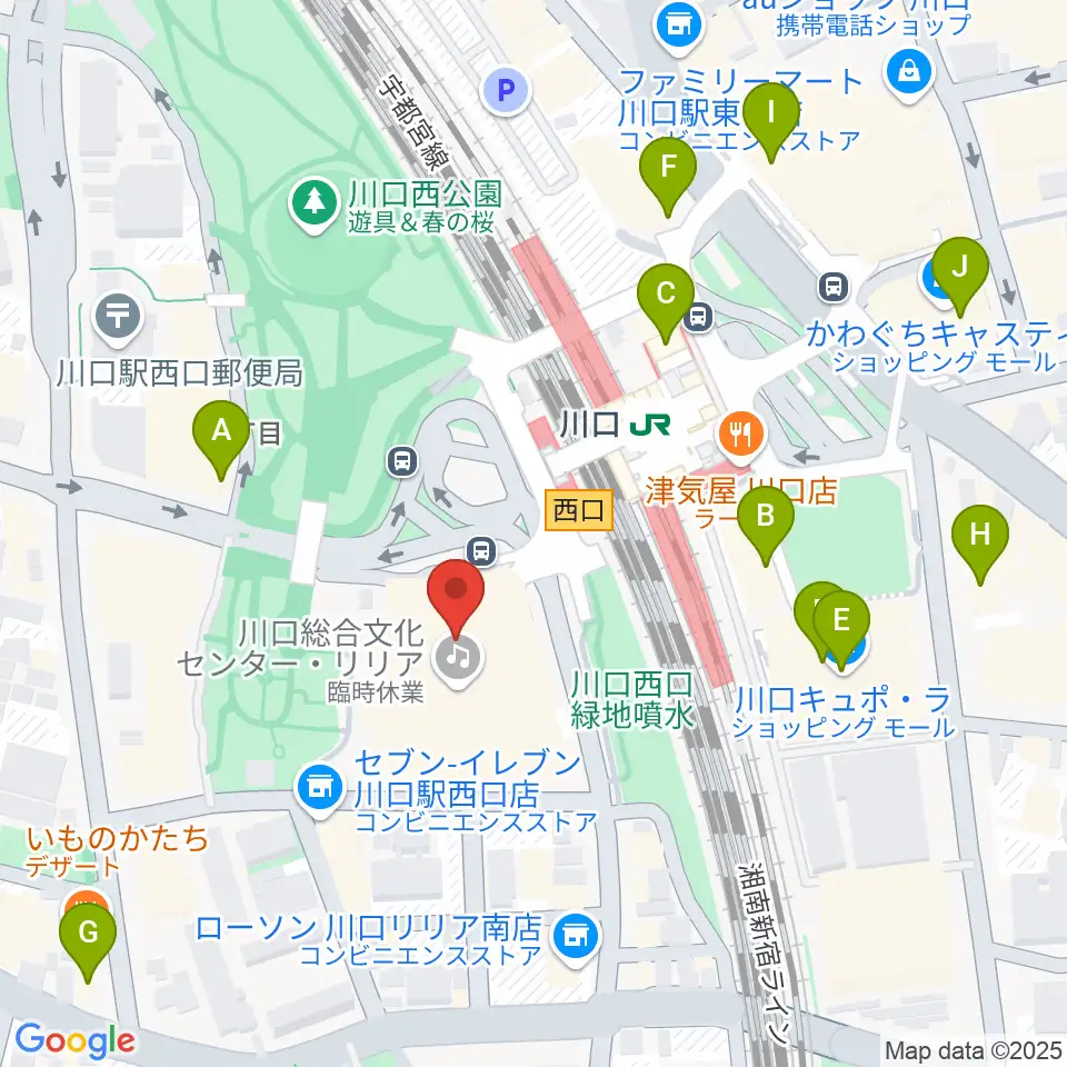 カワイ川口ショップリリア周辺のカフェ一覧地図