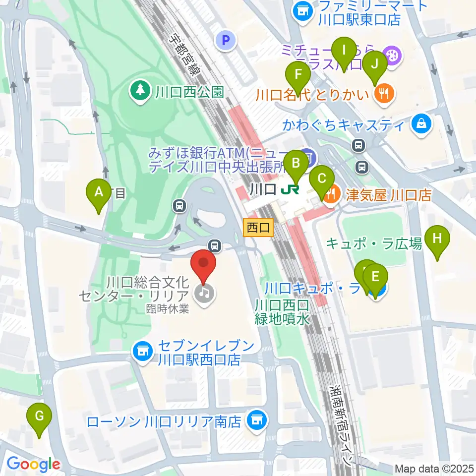 カワイ川口ショップリリア周辺のカフェ一覧地図