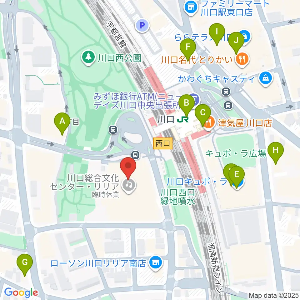 カワイ川口ショップリリア周辺のカフェ一覧地図