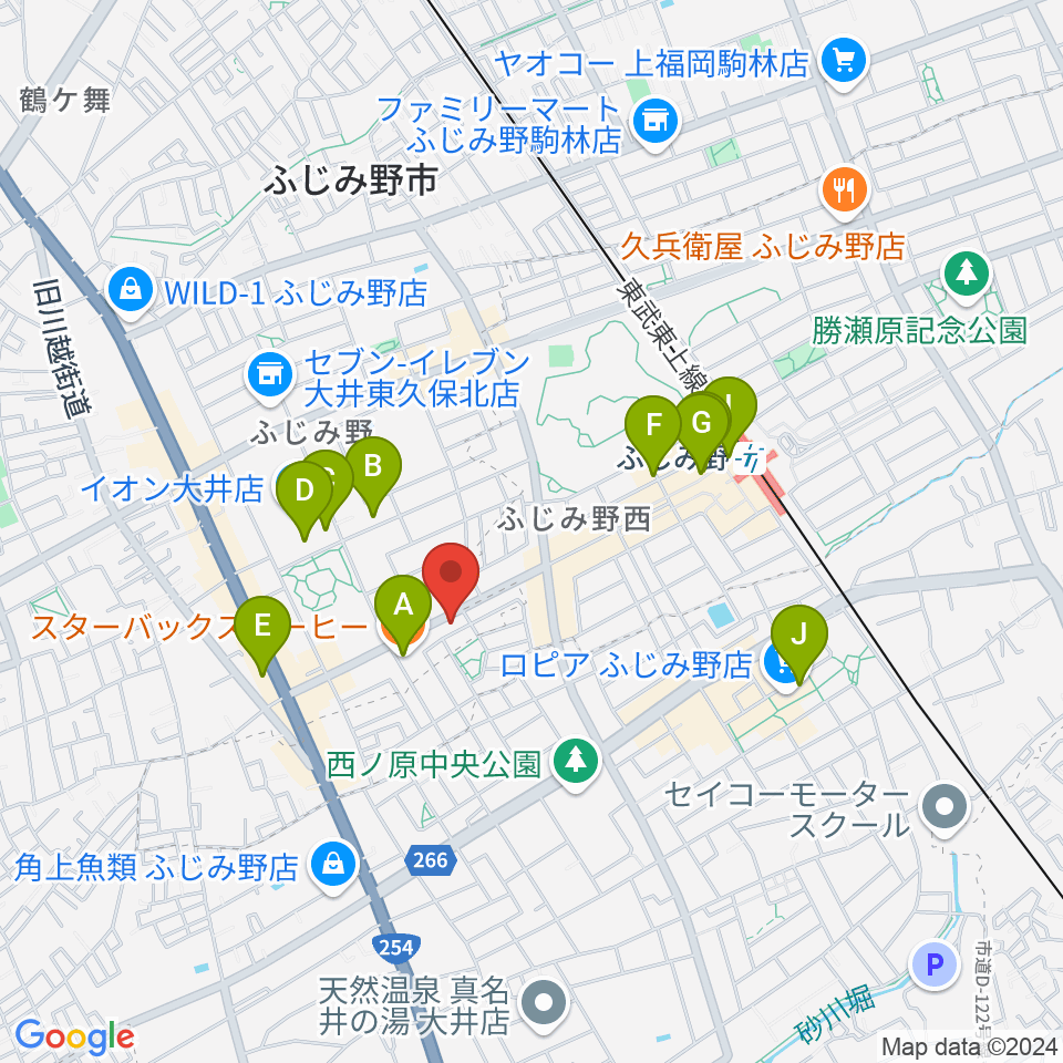 カワイふじみ野ショップ周辺のカフェ一覧地図