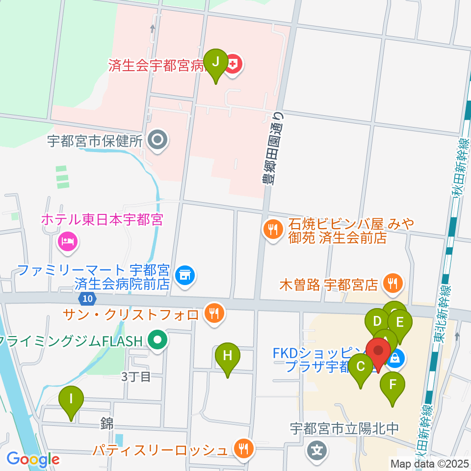 島村楽器 FKD宇都宮店周辺のカフェ一覧地図