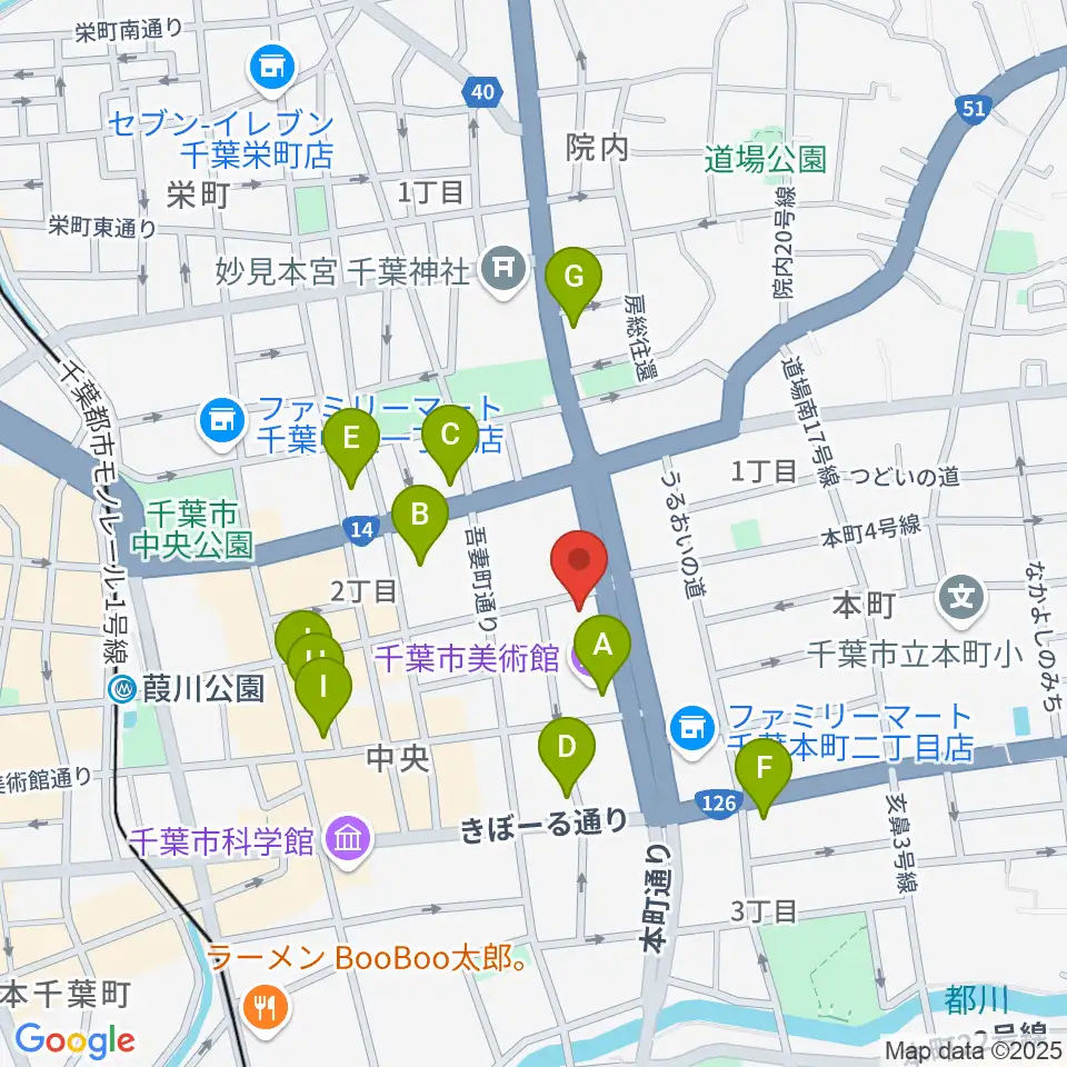カワイ千葉周辺のカフェ一覧地図