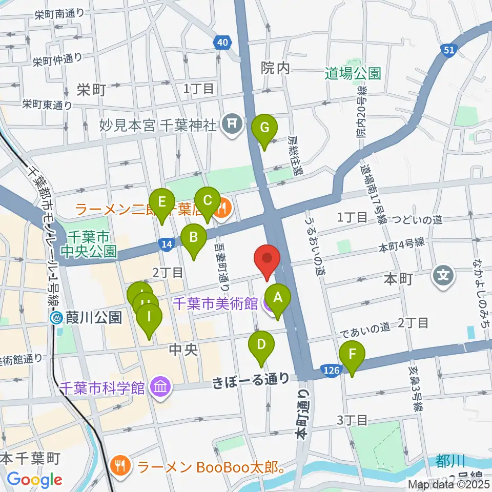 カワイ千葉周辺のカフェ一覧地図