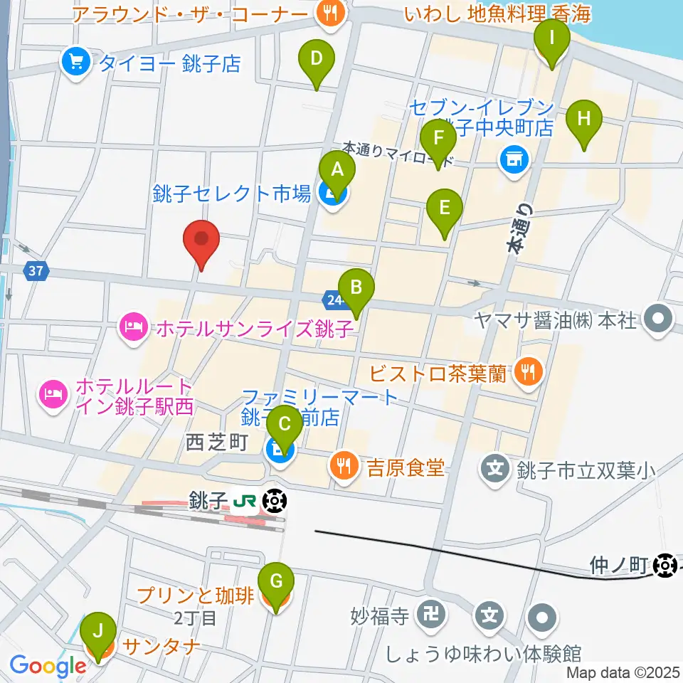 カワイ銚子ショップ周辺のカフェ一覧地図