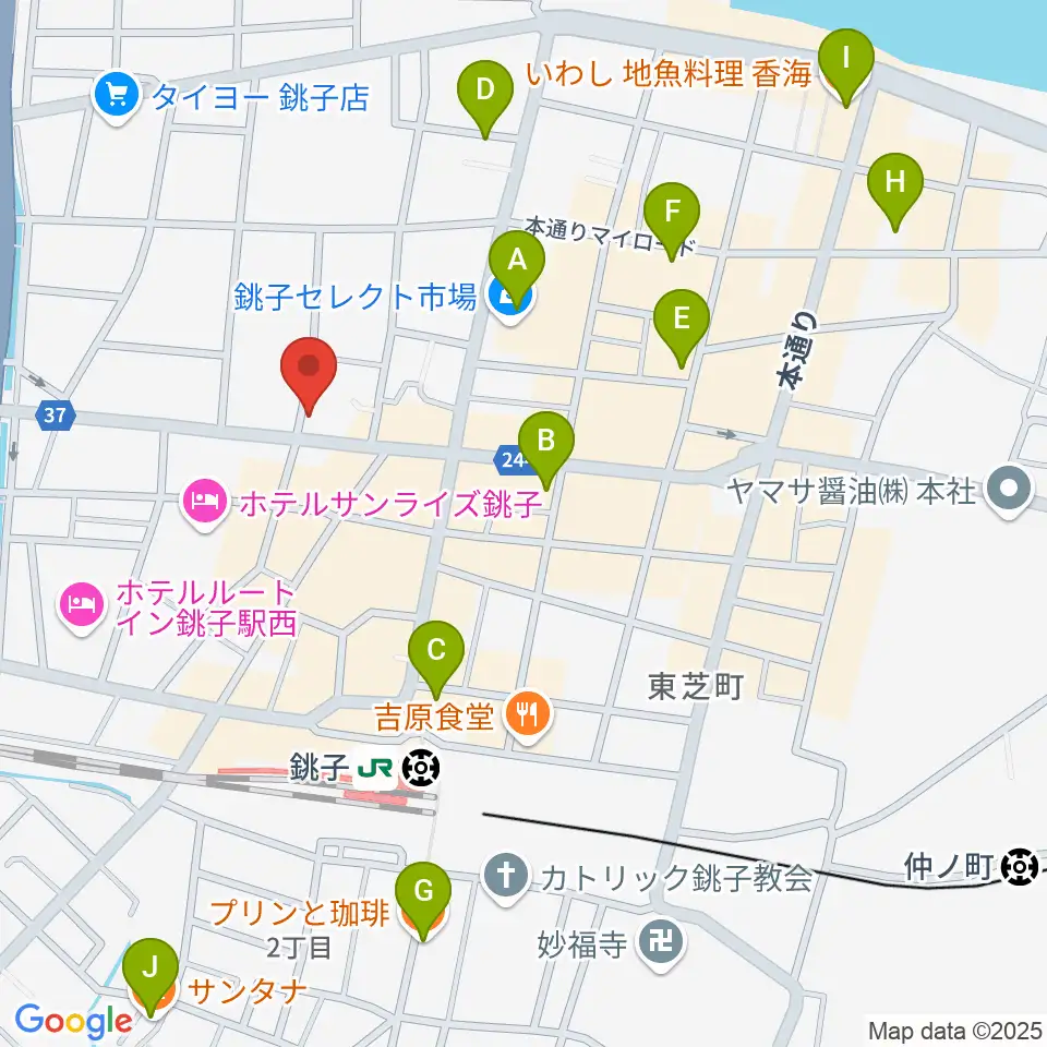 カワイ銚子ショップ周辺のカフェ一覧地図