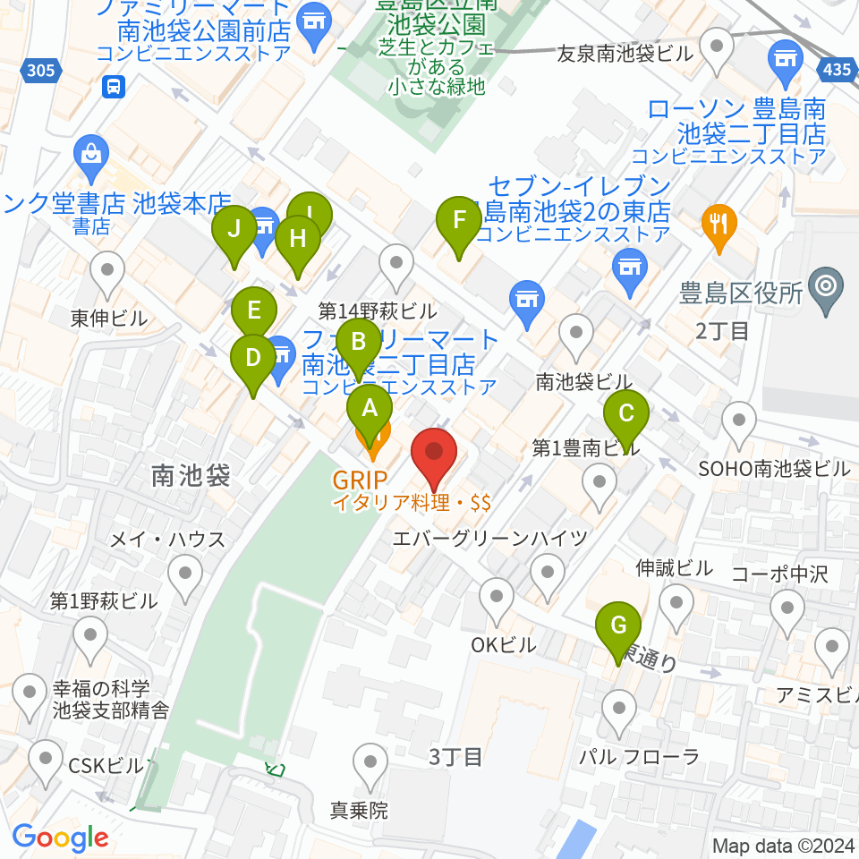 カワイ池袋ショップ周辺のカフェ一覧地図