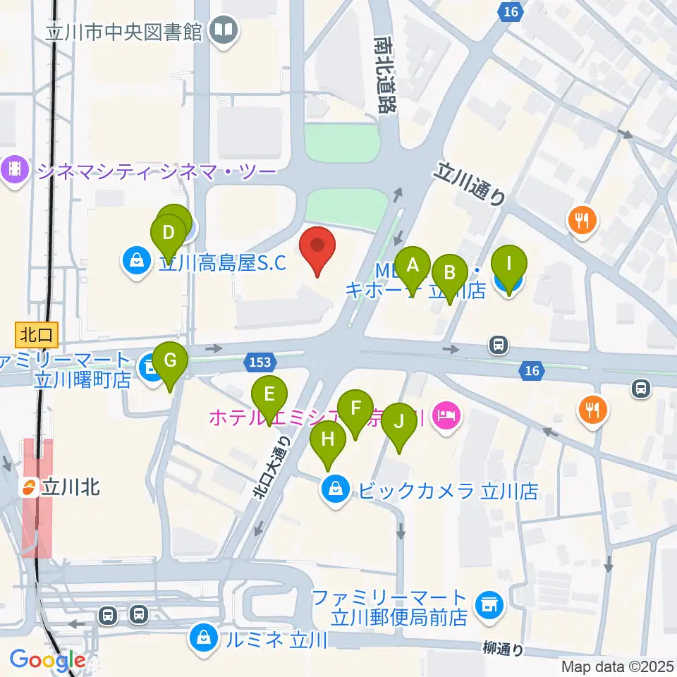 カワイ立川センター周辺のカフェ一覧地図