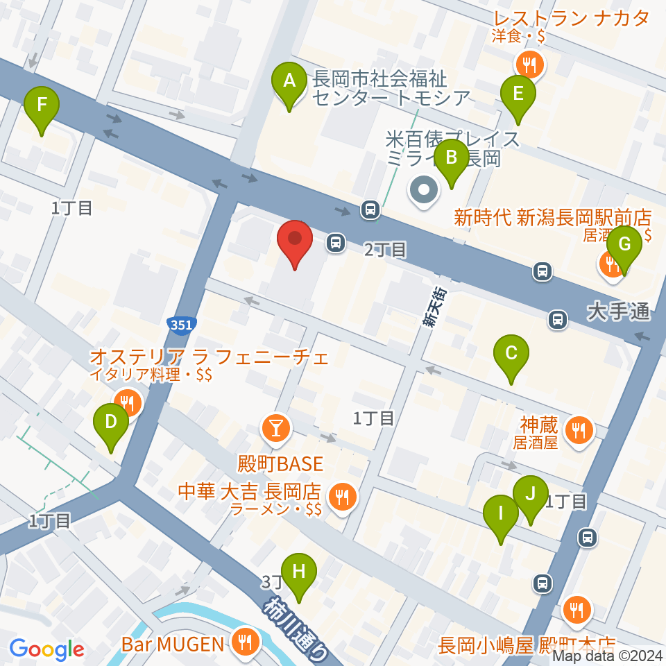 カワイ長岡ショップ周辺のカフェ一覧地図