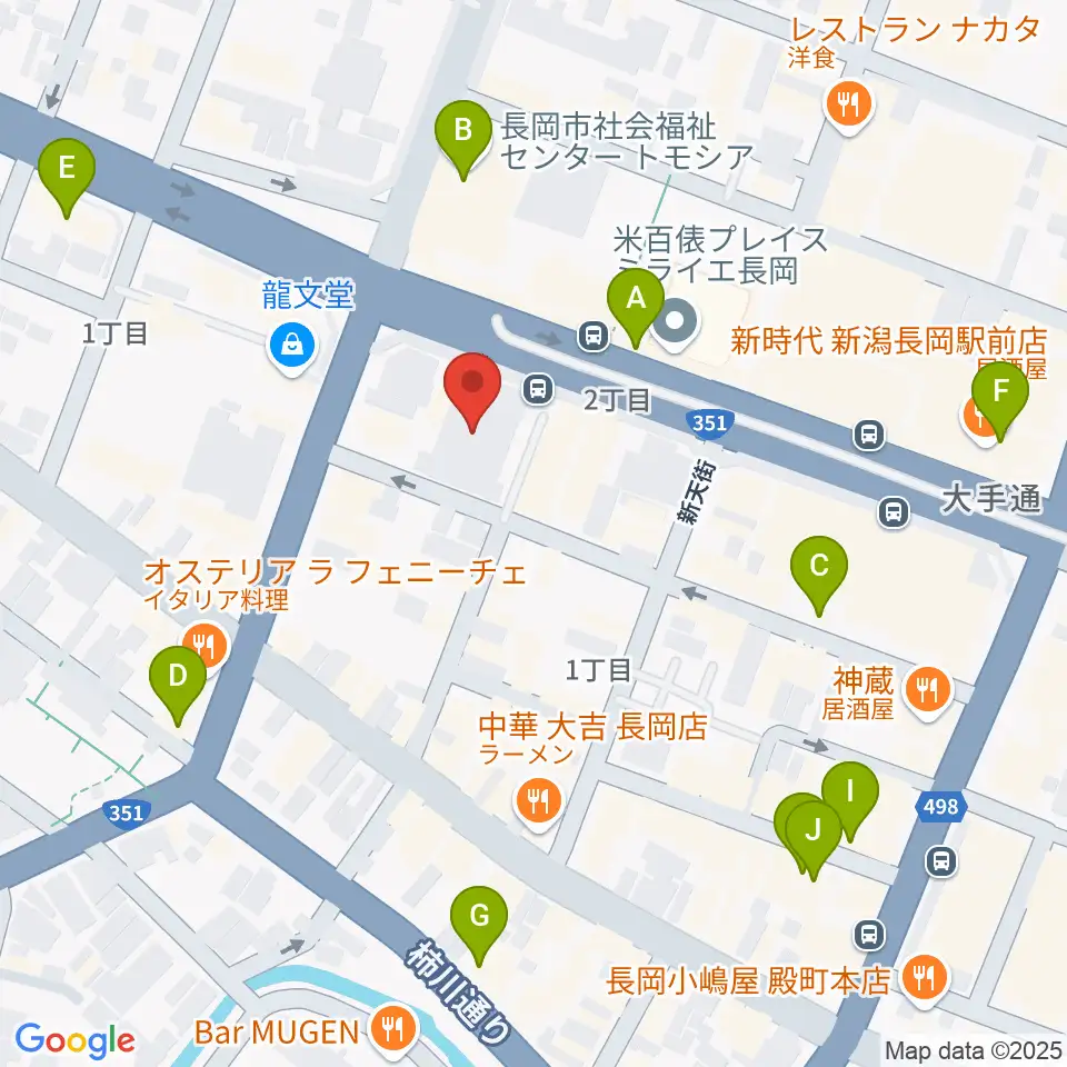 カワイ長岡ショップ周辺のカフェ一覧地図