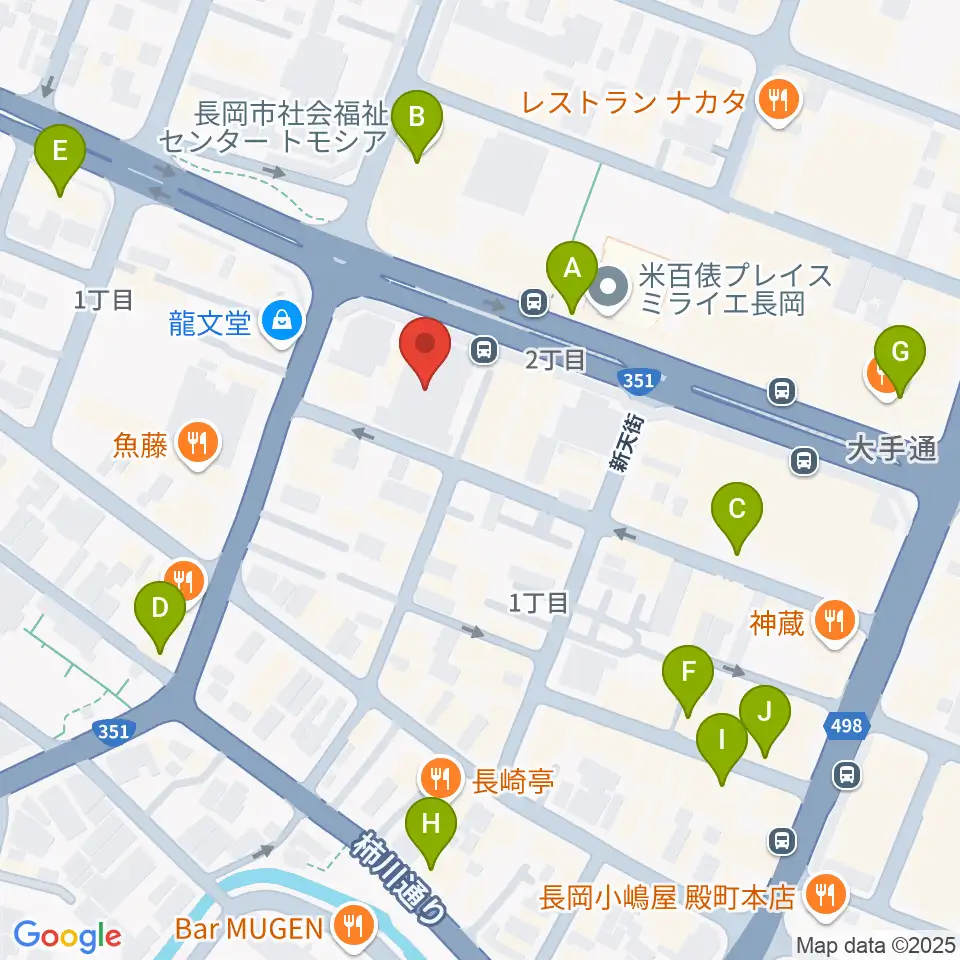 カワイ長岡ショップ周辺のカフェ一覧地図
