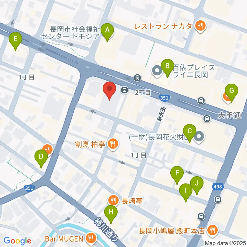 カワイ長岡ショップ周辺のカフェ一覧地図