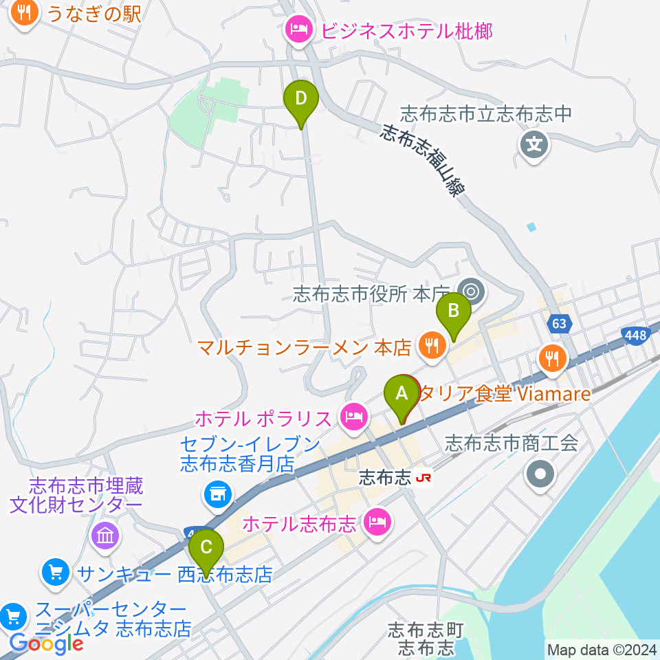 島津楽器スタジオ周辺のカフェ一覧地図