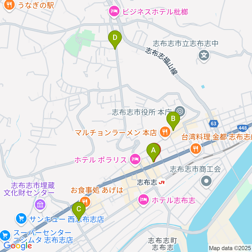 島津楽器スタジオ周辺のカフェ一覧地図