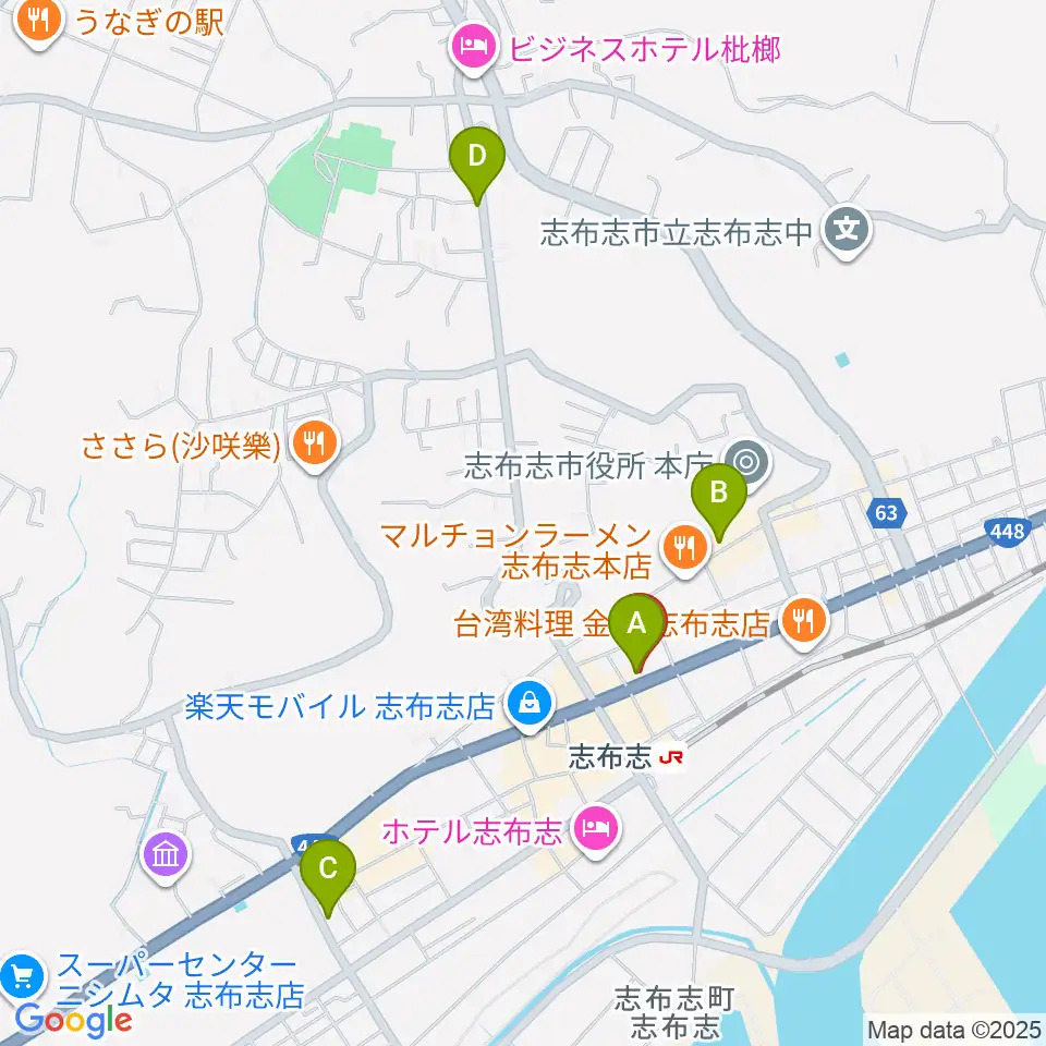 島津楽器スタジオ周辺のカフェ一覧地図