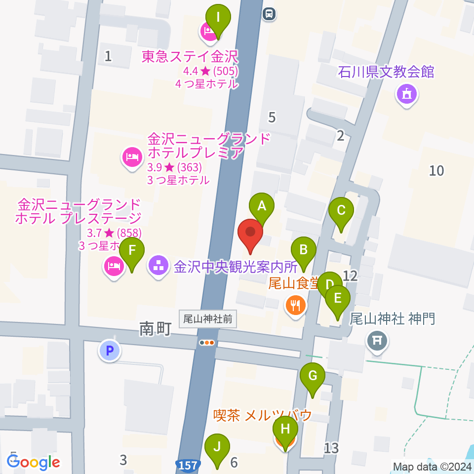 カワイ金沢ショップ周辺のカフェ一覧地図