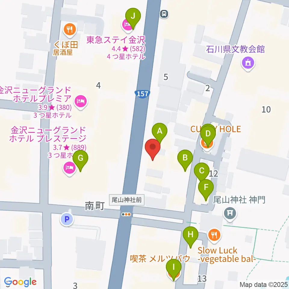 カワイ金沢ショップ周辺のカフェ一覧地図