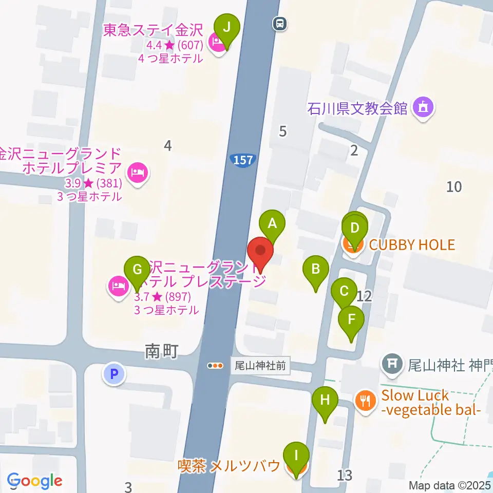 カワイ金沢ショップ周辺のカフェ一覧地図
