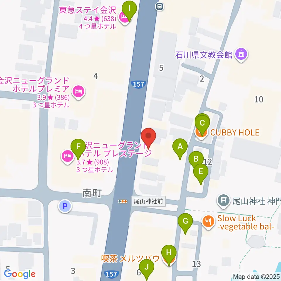 カワイ金沢ショップ周辺のカフェ一覧地図