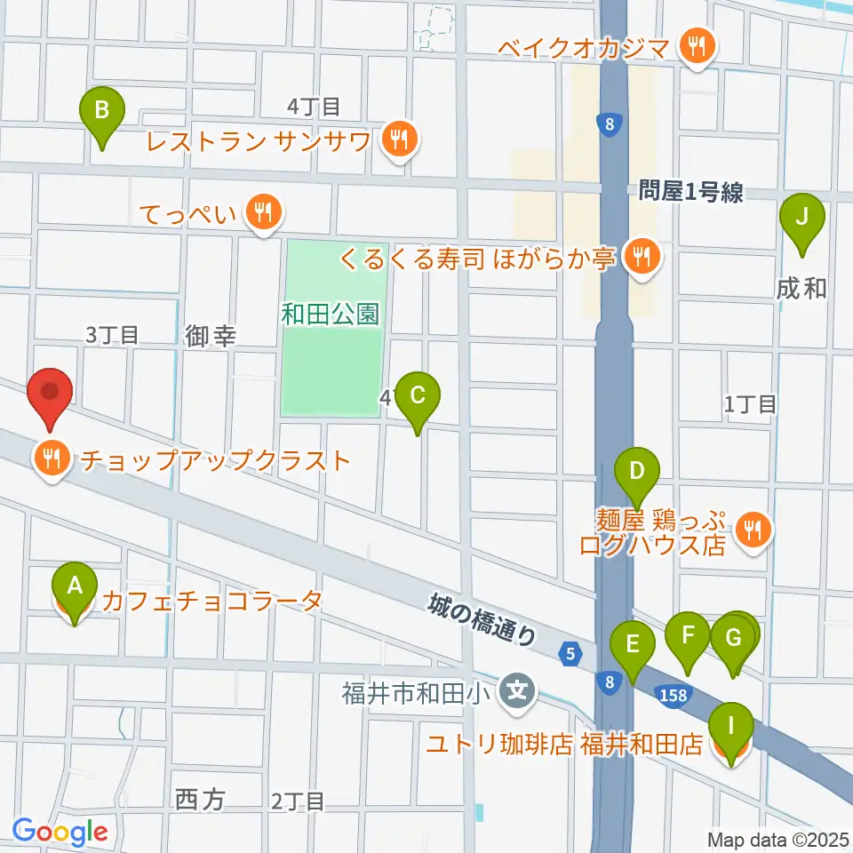 カワイ福井ショップ周辺のカフェ一覧地図