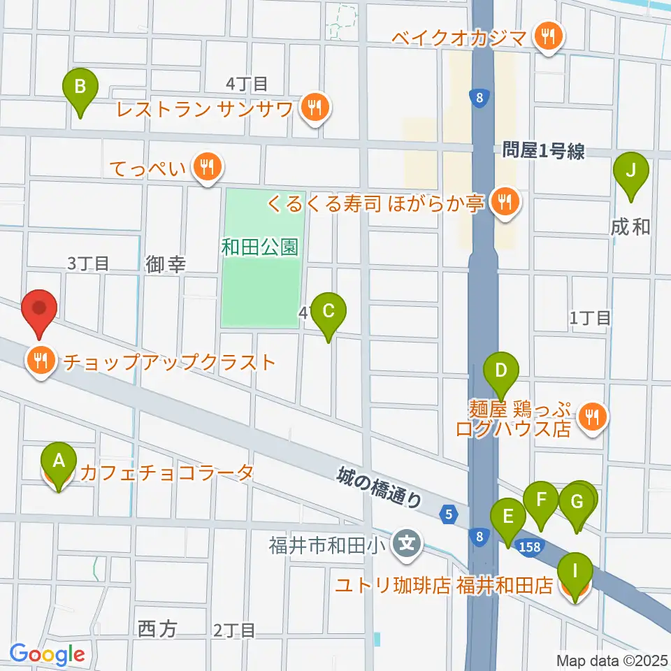 カワイ福井ショップ周辺のカフェ一覧地図