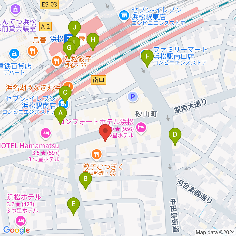 カワイ浜松周辺のカフェ一覧地図