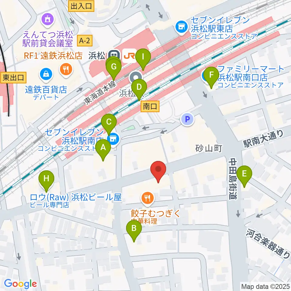 カワイ浜松周辺のカフェ一覧地図