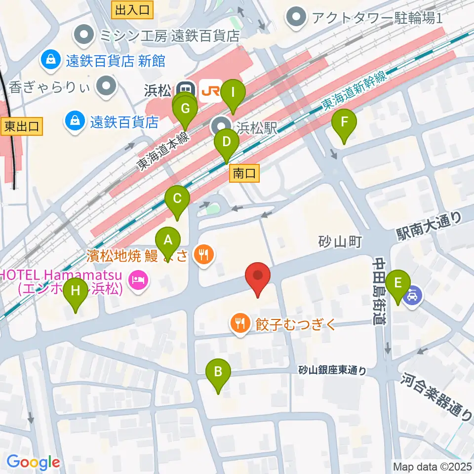 カワイ浜松周辺のカフェ一覧地図