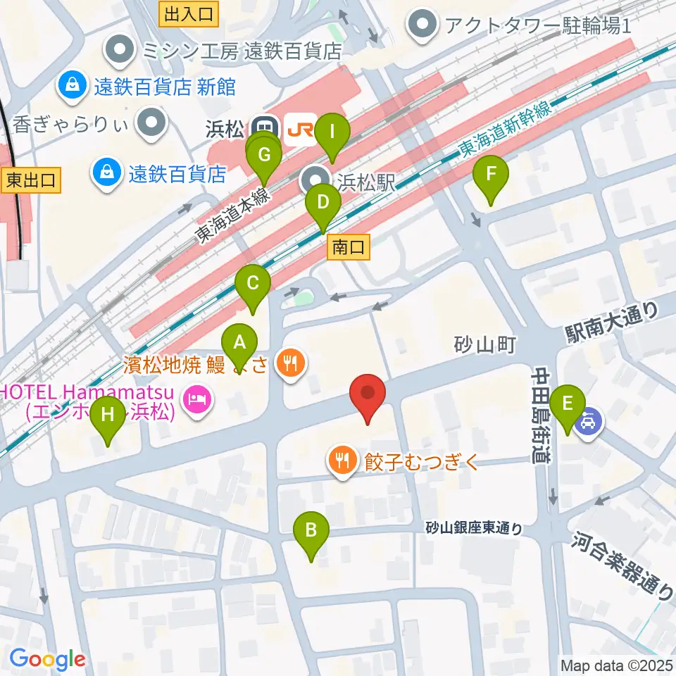 カワイ浜松周辺のカフェ一覧地図