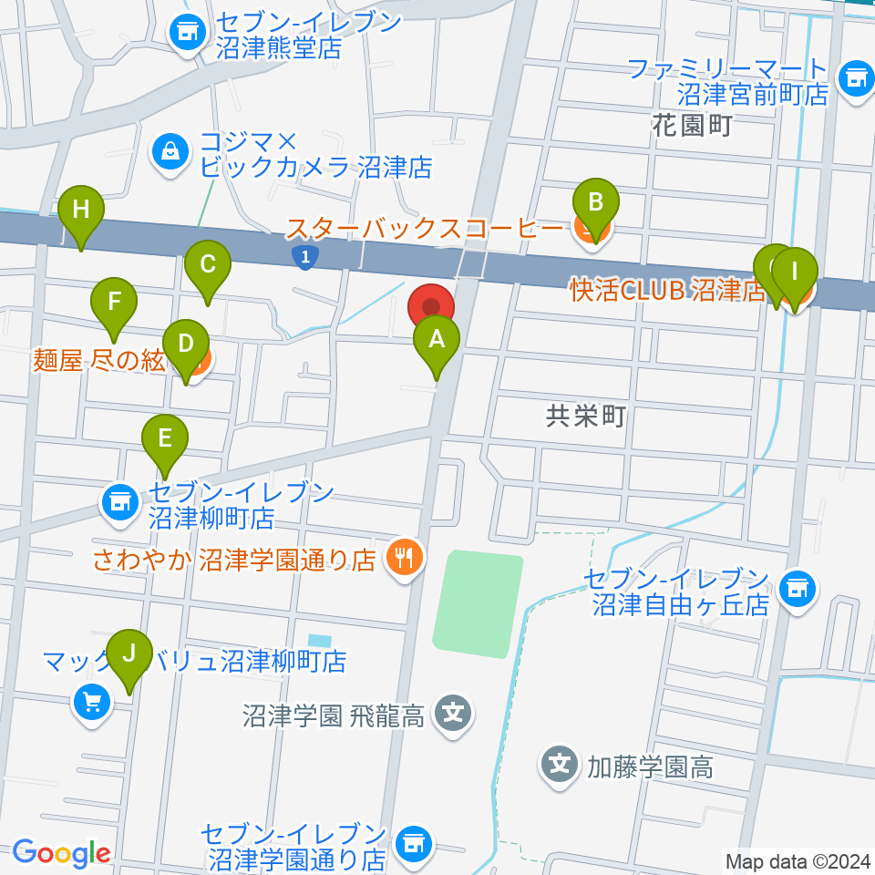 カワイ沼津ショップ周辺のカフェ一覧地図