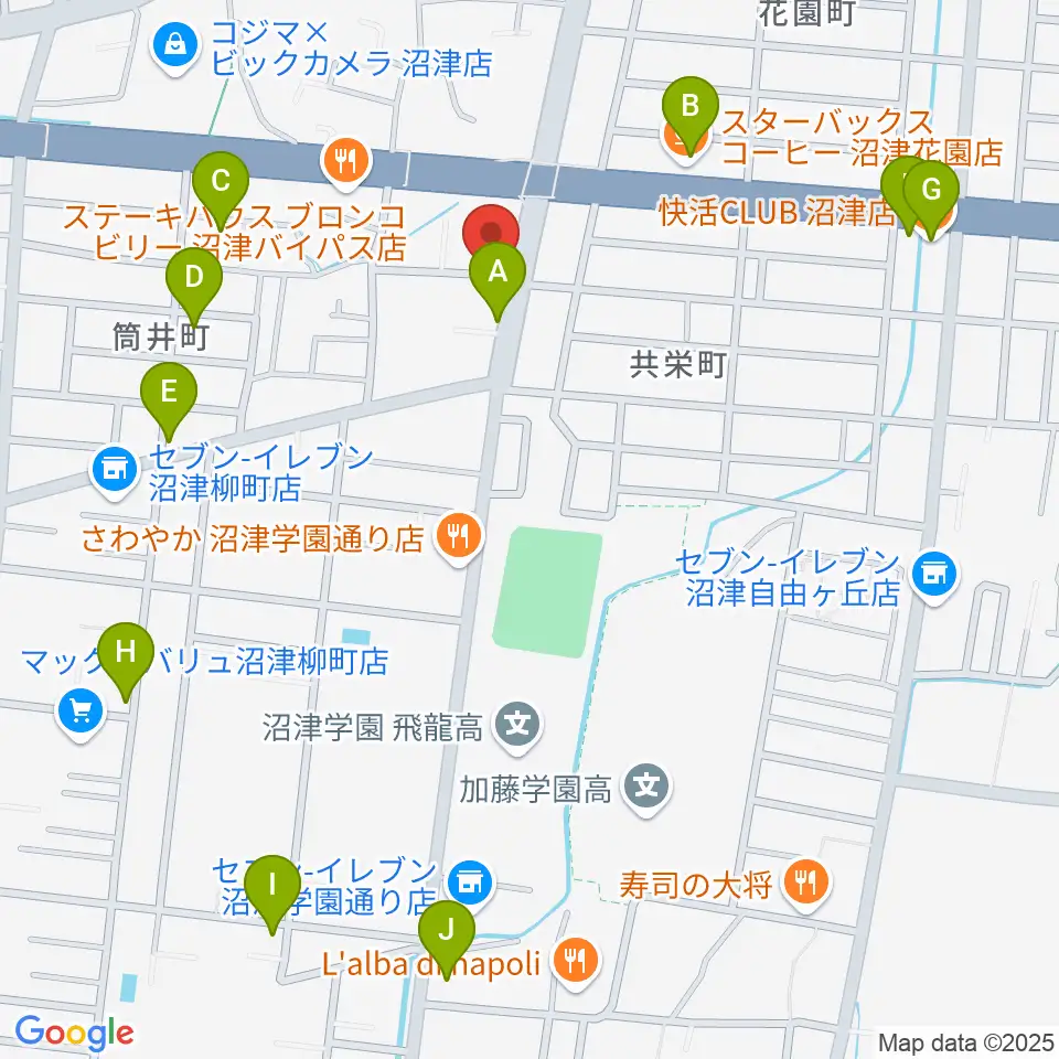 カワイ沼津ショップ周辺のカフェ一覧地図