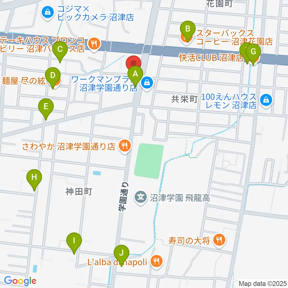 カワイ沼津ショップ周辺のカフェ一覧地図