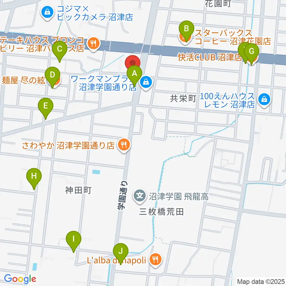 カワイ沼津ショップ周辺のカフェ一覧地図