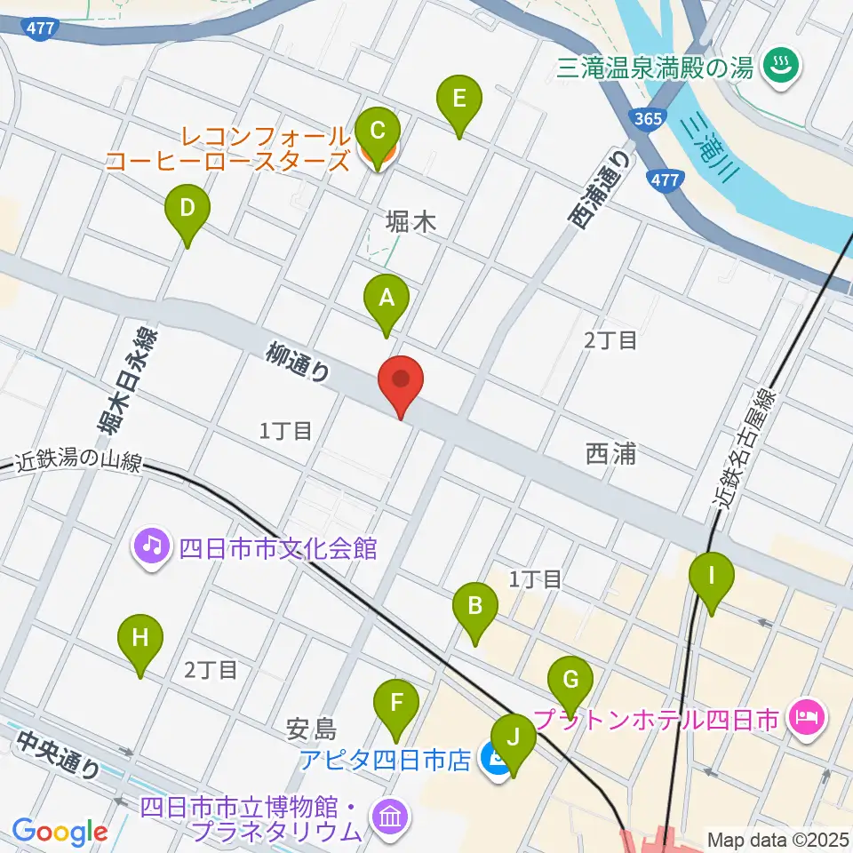 カワイ四日市ショップ周辺のカフェ一覧地図