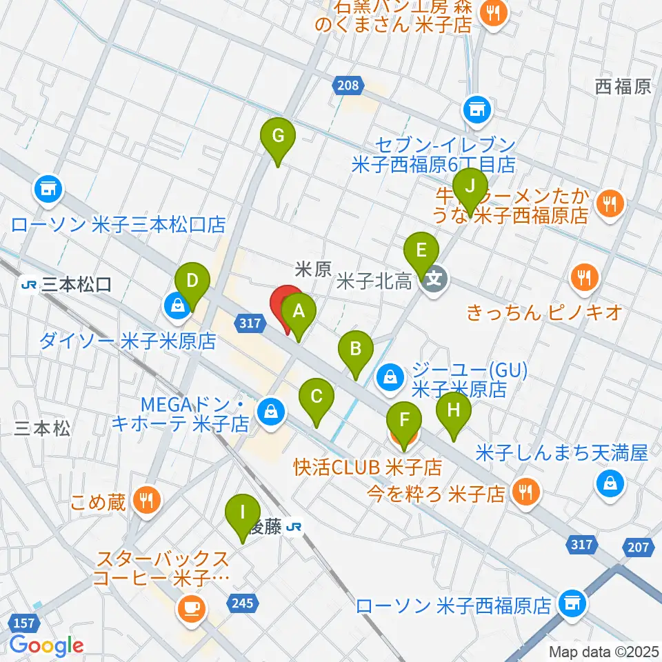 カワイ米子ショップ周辺のカフェ一覧地図