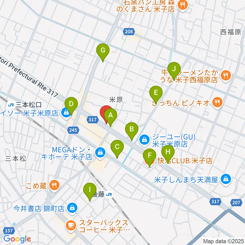 カワイ米子ショップ周辺のカフェ一覧地図