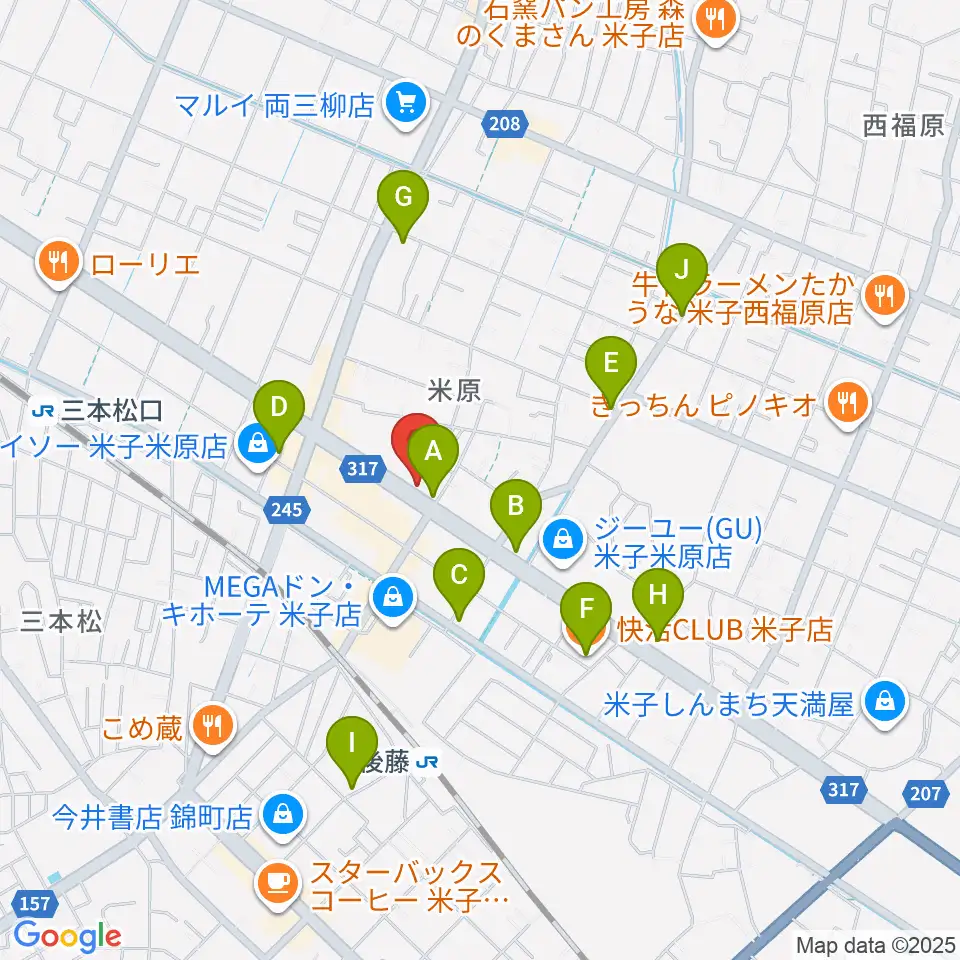 カワイ米子ショップ周辺のカフェ一覧地図