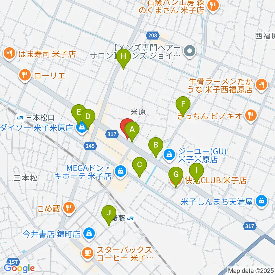 カワイ米子ショップ周辺のカフェ一覧地図