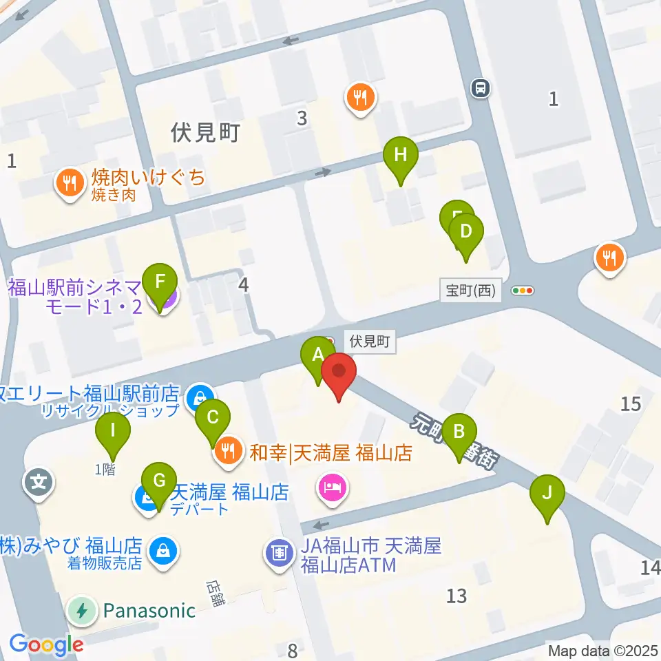 カワイ福山ショップ周辺のカフェ一覧地図