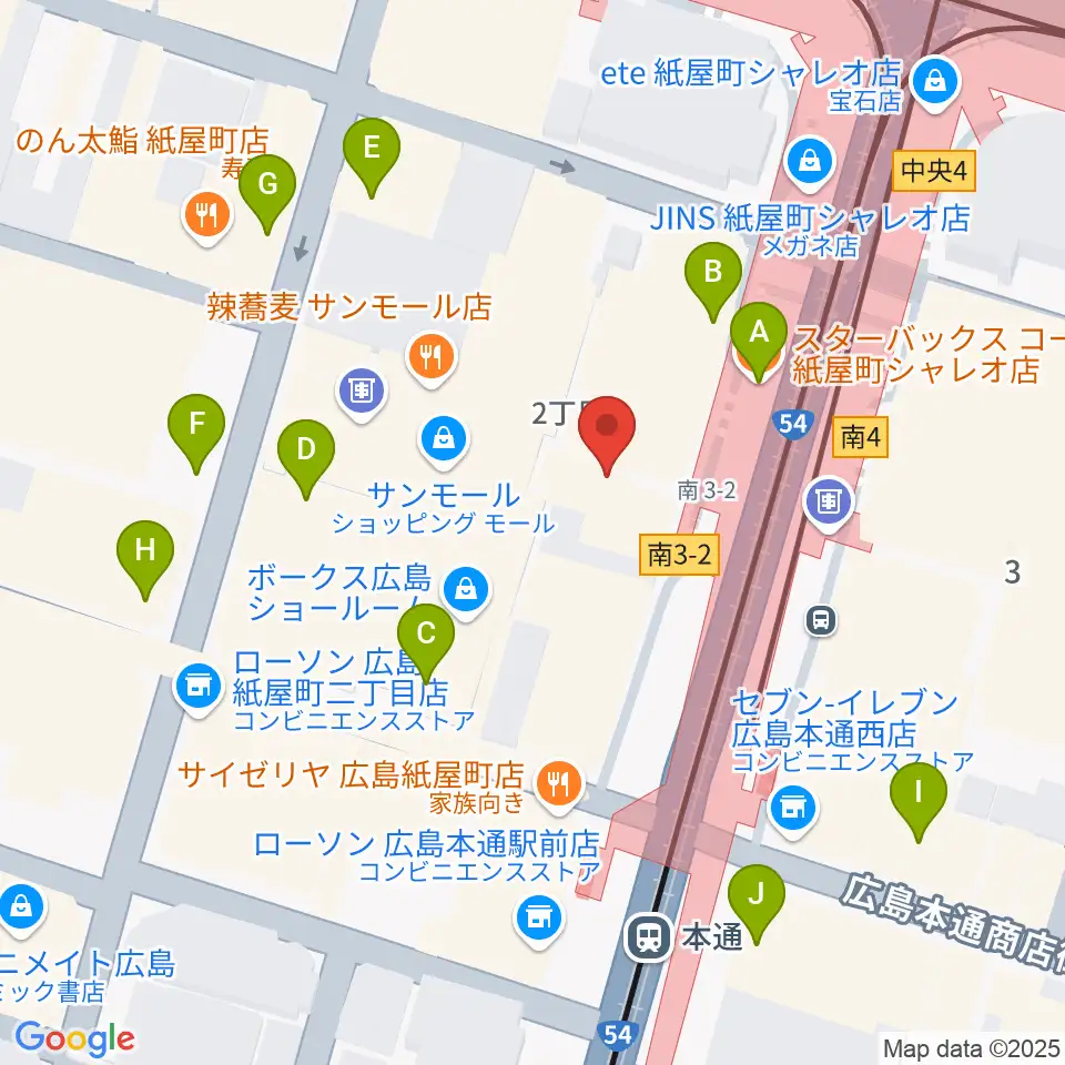 カワイ広島周辺のカフェ一覧地図