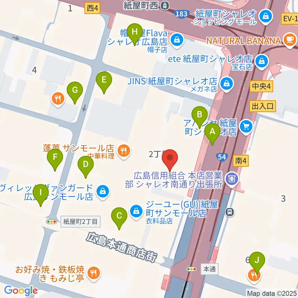 カワイ広島周辺のカフェ一覧地図