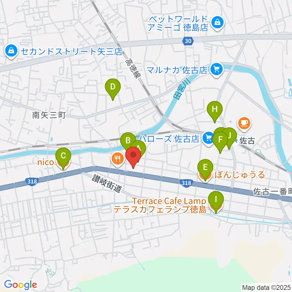 カワイ徳島ショップ周辺のカフェ一覧地図