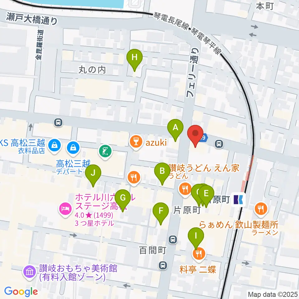 カワイ高松ショップ周辺のカフェ一覧地図