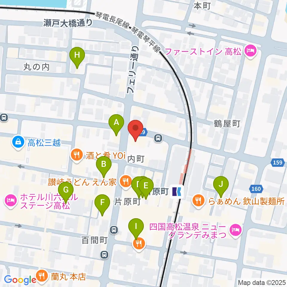 カワイ高松ショップ周辺のカフェ一覧地図