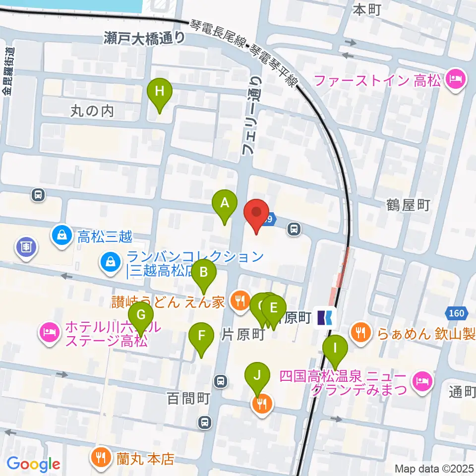 カワイ高松ショップ周辺のカフェ一覧地図
