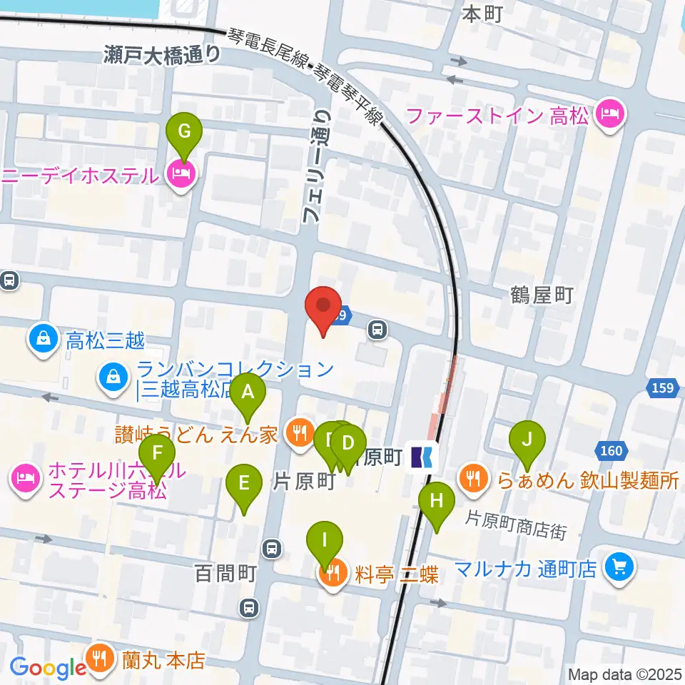 カワイ高松ショップ周辺のカフェ一覧地図