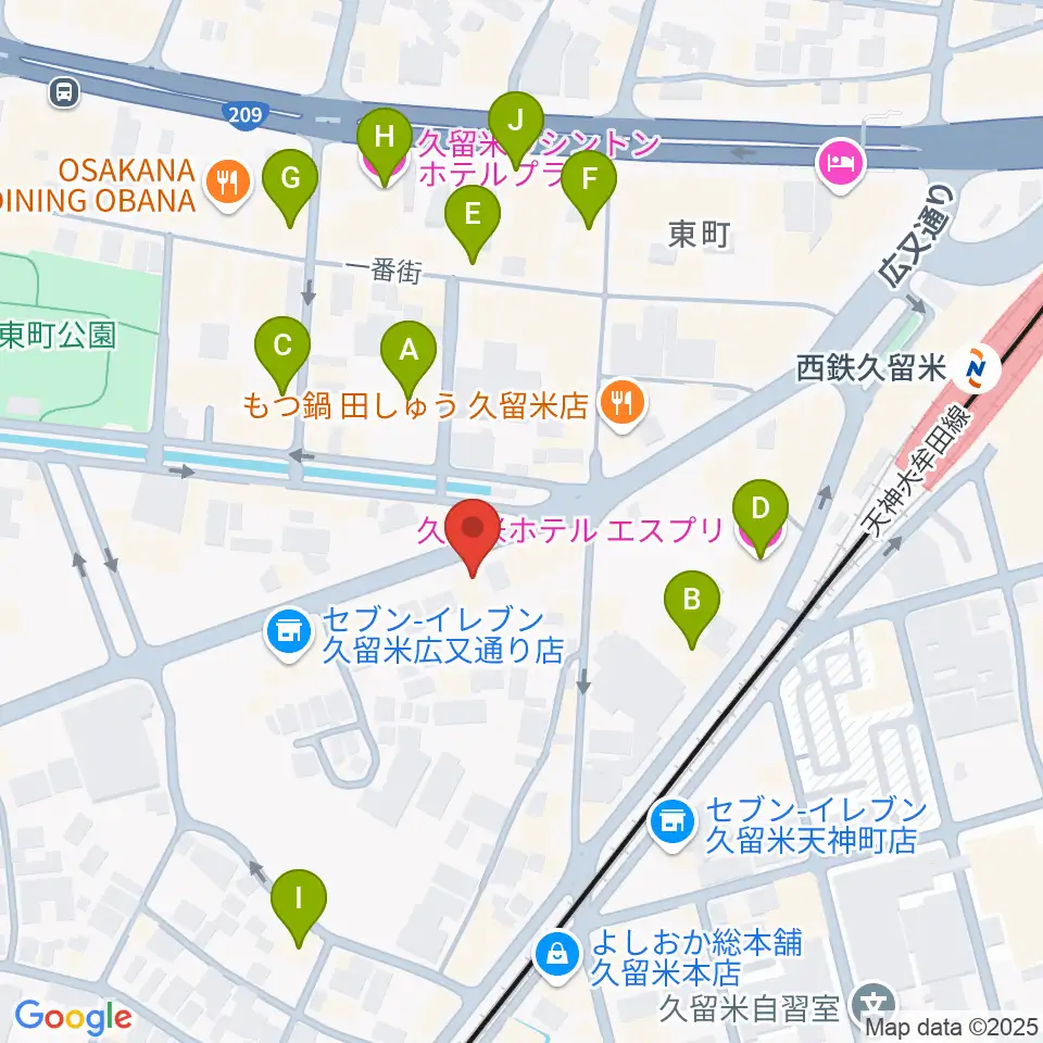 カワイ久留米ショップ周辺のカフェ一覧地図
