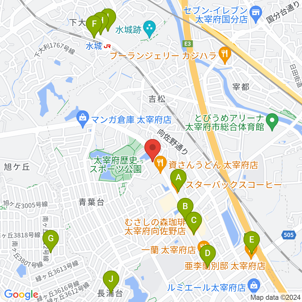 カワイ福岡周辺のカフェ一覧地図